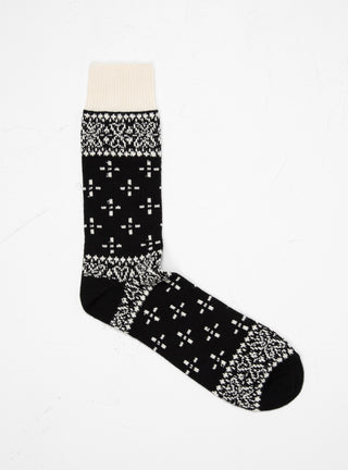 Bandana Pattern Crew Socks Black & Ivory by ROTOTO by Couverture & The Garbstore