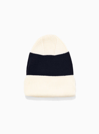 Stripe Cotton Beanie Navy by The English Difference | Couverture & The Garbstore