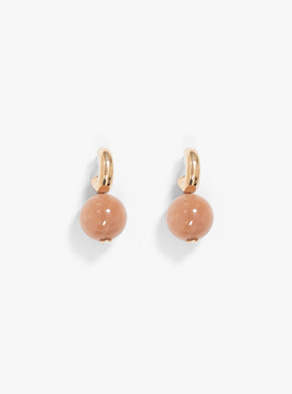 Bronze Petite C-Curve Earrings Peach Moonstone by Modern Weaving | Couverture & The Garbstore