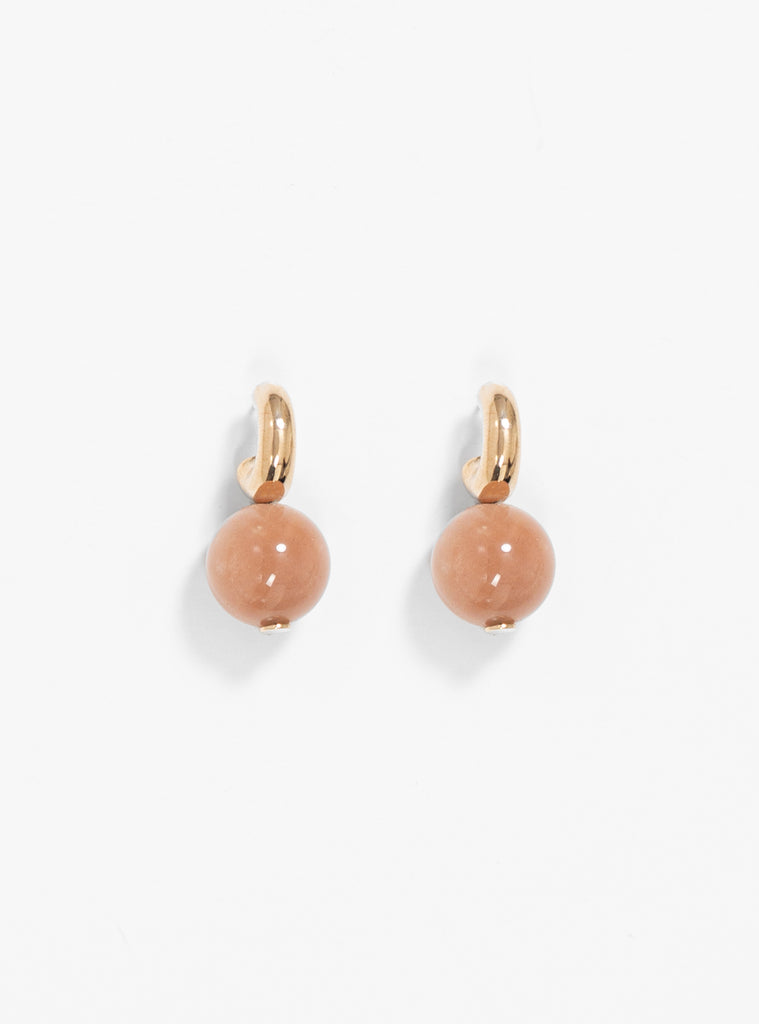 Bronze Petite C-Curve Earrings Peach Moonstone by Modern Weaving by Couverture & The Garbstore