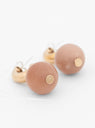 Bronze Petite C-Curve Earrings Peach Moonstone by Modern Weaving | Couverture & The Garbstore