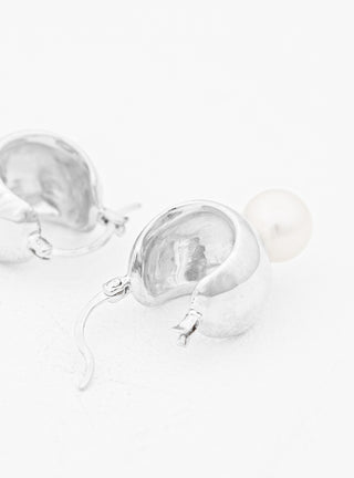 Sterling Silver Mini Bubble Hoop Sphere Earrings Pearl by Modern 