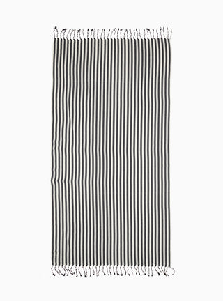 Stripe Cotton and Linen Towel Black & White by Mizar & Alcor | Couverture & The Garbstore