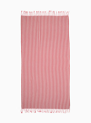Striped Cotton and Linen Towel Red & White by Mizar & Alcor | Couverture & The Garbstore