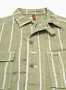 Linen Phillies Stripe Cactus Coverall Jacket Khaki by Kapital | Couverture & The Garbstore