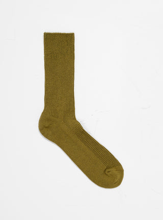 Recycled Cotton Ribbed Crew Socks Olive Green by ROTOTO | Couverture & The Garbstore