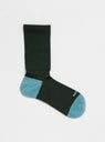 Hybrid Crew Merino Wool Socks Dark Green & Light Blue by ROTOTO | Couverture & The Garbstore