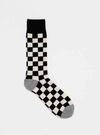 Checker Recycled Wool Crew Socks Black, Ivory & Grey by ROTOTO | Couverture & The Garbstore