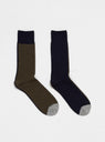 Woolen Half & Half Socks Navy & Olive by ROTOTO by Couverture & The Garbstore