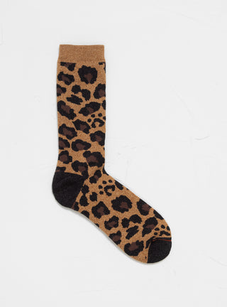 Pile Leopard Crew Socks Dark Beige by ROTOTO by Couverture & The Garbstore