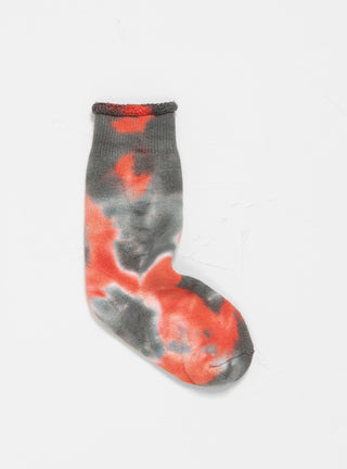 Tie Dye Pile Crew Socks Grey & Red by ROTOTO by Couverture & The Garbstore