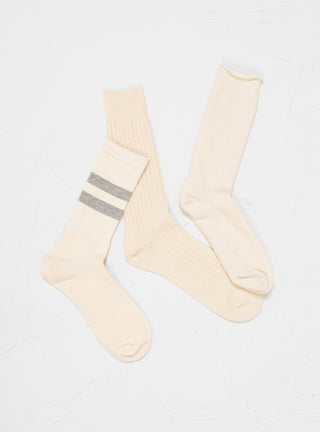 Organic Cotton Trio Socks 3 Pack Ecru by ROTOTO | Couverture & The Garbstore