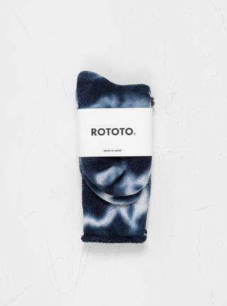 Tie Dye Pile Crew Socks Navy & White by ROTOTO by Couverture & The Garbstore