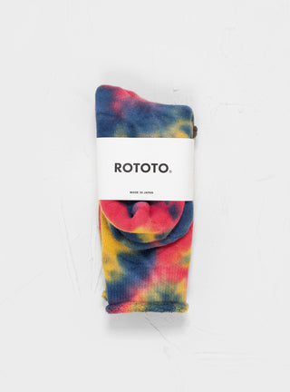 Tie Dye Pile Crew Socks Red & Blue by ROTOTO by Couverture & The Garbstore