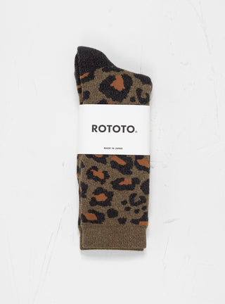 Pile Leopard Crew Socks Dark Olive by ROTOTO | Couverture & The Garbstore
