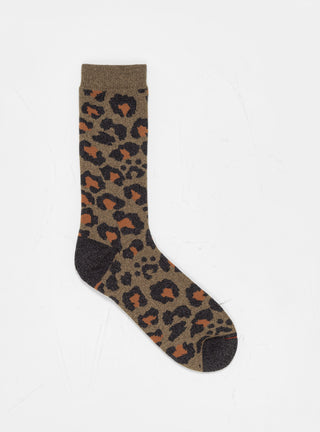 Pile Leopard Crew Socks Dark Olive by ROTOTO by Couverture & The Garbstore