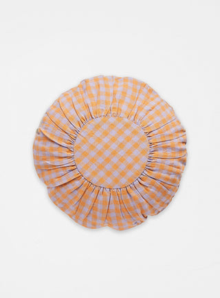 Leinikki Gingham Round Cushion Apricot by Projektityyny | Couverture & The Garbstore