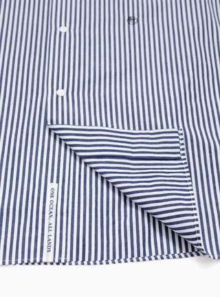 Regular Collar Stripe Wind Shirt Navy by nanamica | Couverture & The Garbstore
