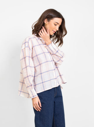 Greta Handwoven Check Pattern Shirt Pink by Mii Collection | Couverture & The Garbstore