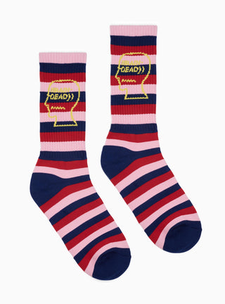 Striped Logohead Socks Pink & Navy by Brain Dead | Couverture & The Garbstore