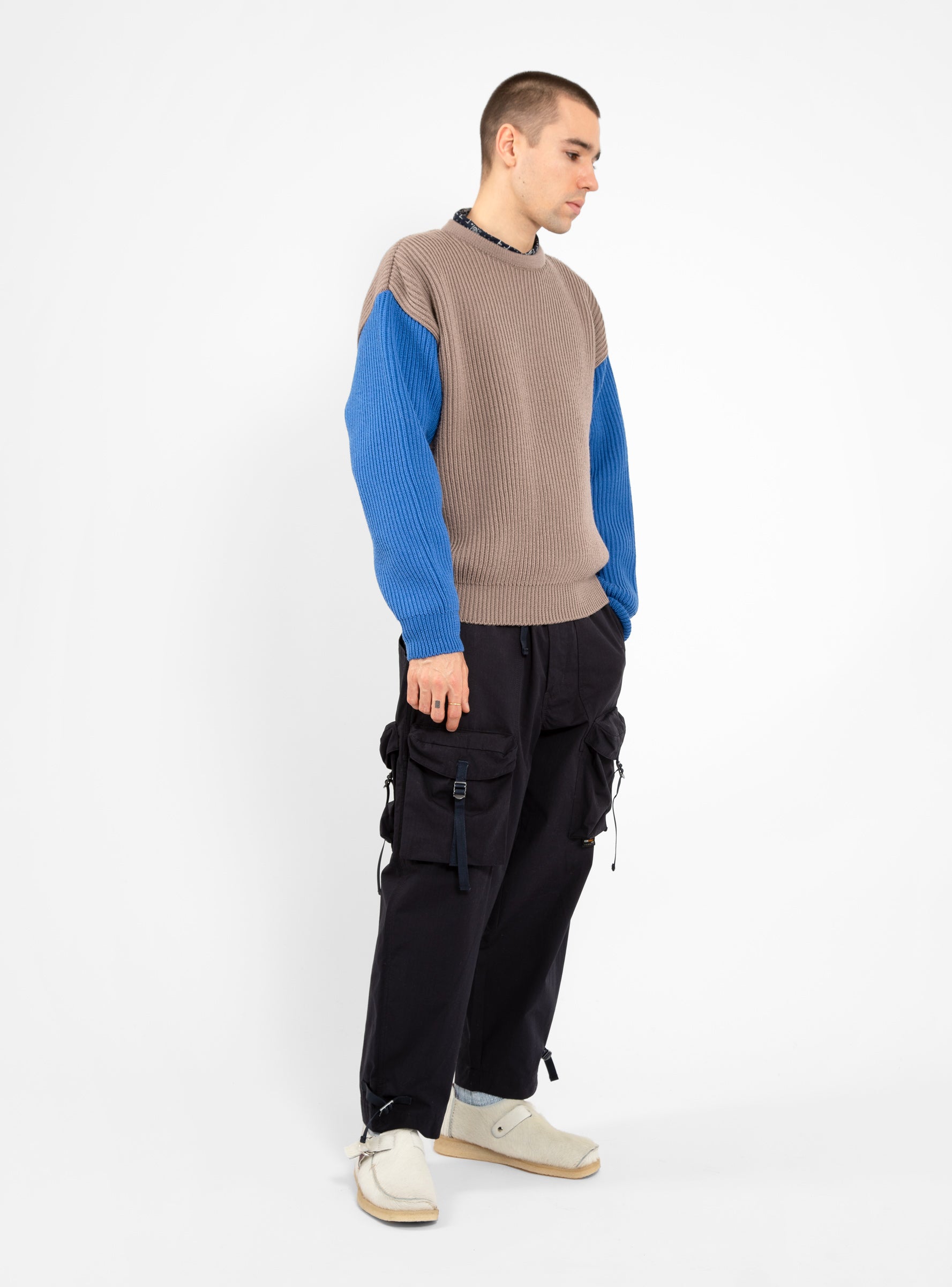 Beacon Merino Wool Crew Sweater Earth & Royal Blue by The English Difference | Couverture & The Garbstore