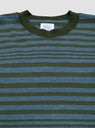 Stripe Long Sleeve T-Shirt Olive Green & Navy by Drop Out Sports | Couverture & The Garbstore