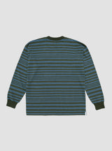 Stripe Long Sleeve T-Shirt Olive Green & Navy by Drop Out Sports | Couverture & The Garbstore