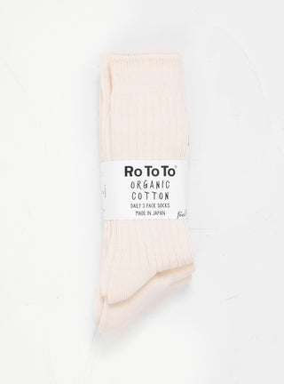 Organic Daily Crew Socks 3 Pack Ecru by ROTOTO | Couverture & The Garbstore