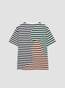 Organic Panelled Stripe T-Shirt Green & Natural by Brain Dead | Couverture & The Garbstore